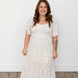 Floral Tiered Midi Dress - Cream & Stone-Dress- Hometown Style HTS, women's in store and online boutique located in Ingersoll, Ontario