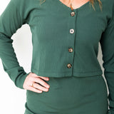 Ribbed Knit Cardigan & Dress - Green-set- Hometown Style HTS, women's in store and online boutique located in Ingersoll, Ontario