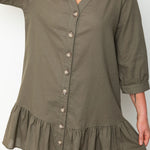 Button Down Dress - Olive-dress- Hometown Style HTS, women's in store and online boutique located in Ingersoll, Ontario