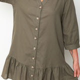 Button Down Dress - Olive-dress- Hometown Style HTS, women's in store and online boutique located in Ingersoll, Ontario