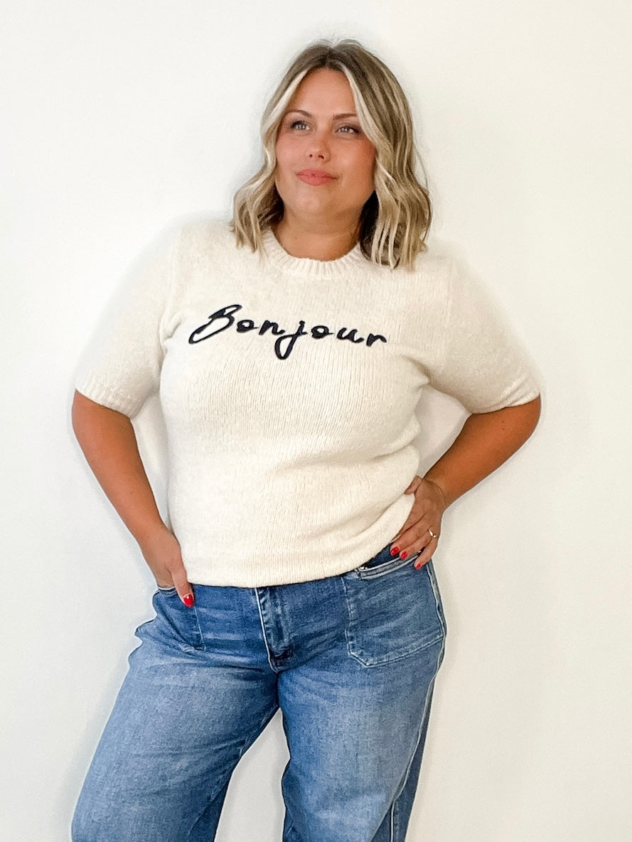 Bonjour Sweater - Cream-sweater- Hometown Style HTS, women's in store and online boutique located in Ingersoll, Ontario