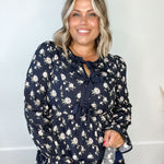 Floral Bow Tie Tiered Mini Dress - Midnight-Special Occasion Dresses- Hometown Style HTS, women's in store and online boutique located in Ingersoll, Ontario