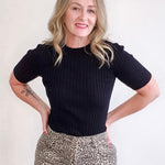 Ribbed High Neck Top - Black-Casual Tops- Hometown Style HTS, women's in store and online boutique located in Ingersoll, Ontario