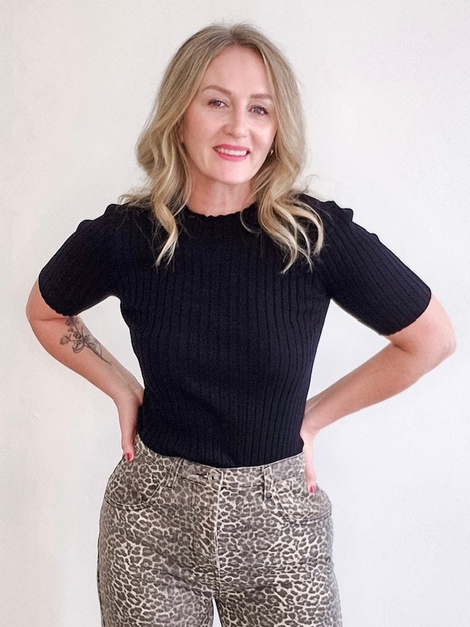 Ribbed High Neck Top - Black-Casual Tops- Hometown Style HTS, women's in store and online boutique located in Ingersoll, Ontario