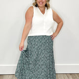 Floral Tiered Midi Skirt - Green-Skirt- Hometown Style HTS, women's in store and online boutique located in Ingersoll, Ontario