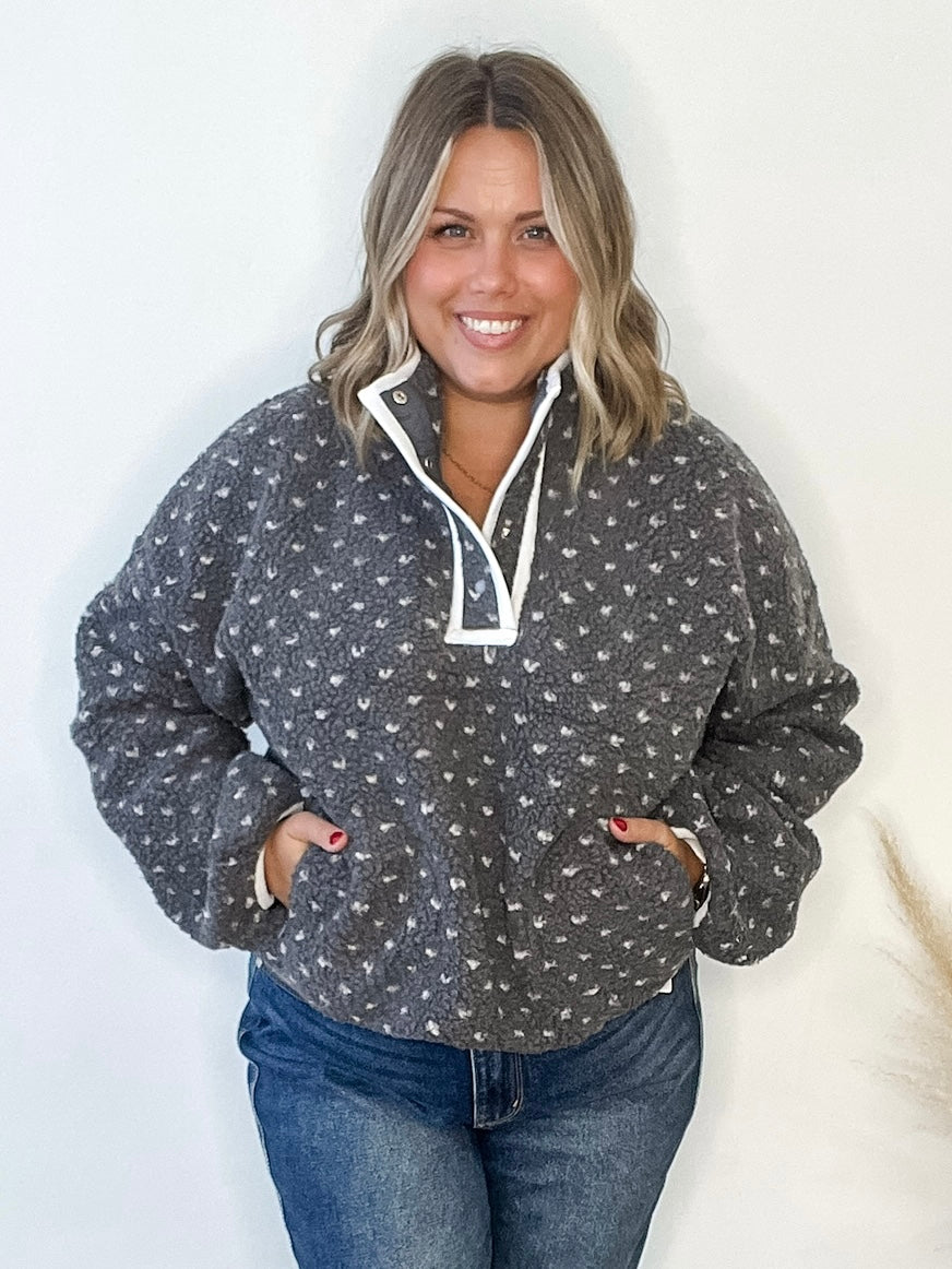 Heart Sherpa Fleece Pullover Jacket-Sweater- Hometown Style HTS, women's in store and online boutique located in Ingersoll, Ontario