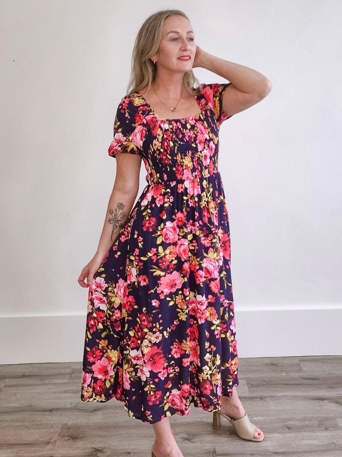 Francesca Dress - Navy-dress- Hometown Style HTS, women's in store and online boutique located in Ingersoll, Ontario