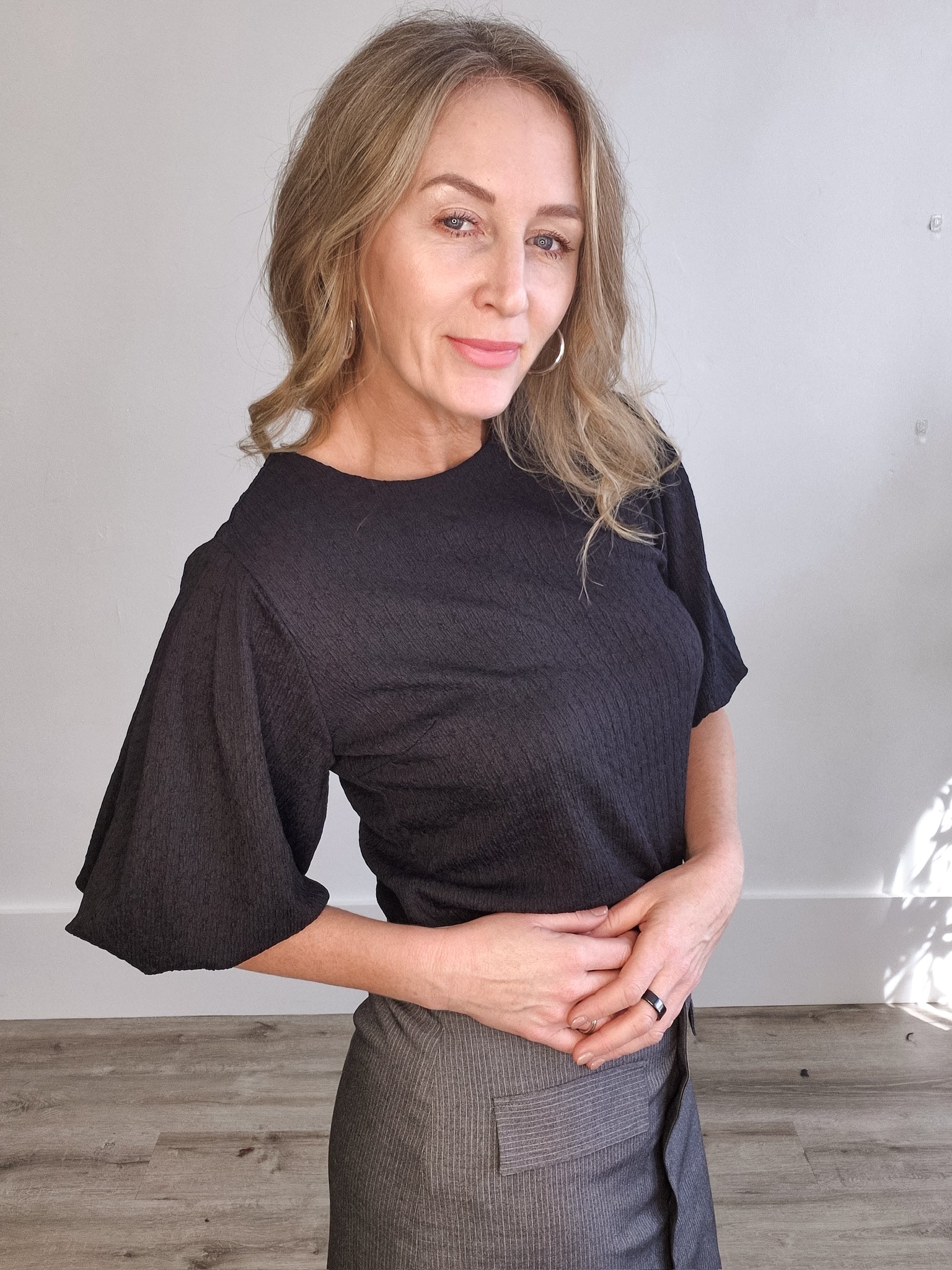 Lita Top - Black-blouse- Hometown Style HTS, women's in store and online boutique located in Ingersoll, Ontario