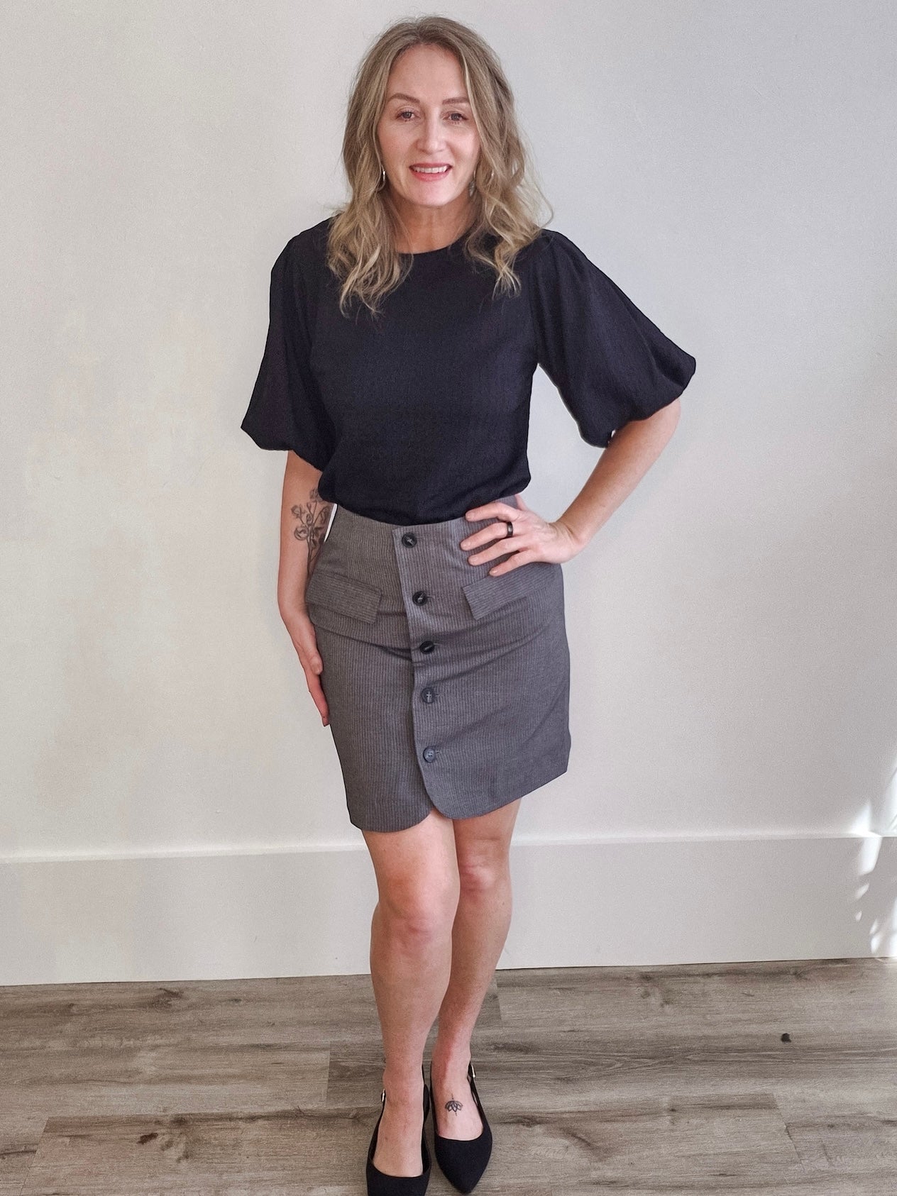 Ellie Skirt - Grey-skirt- Hometown Style HTS, women's in store and online boutique located in Ingersoll, Ontario