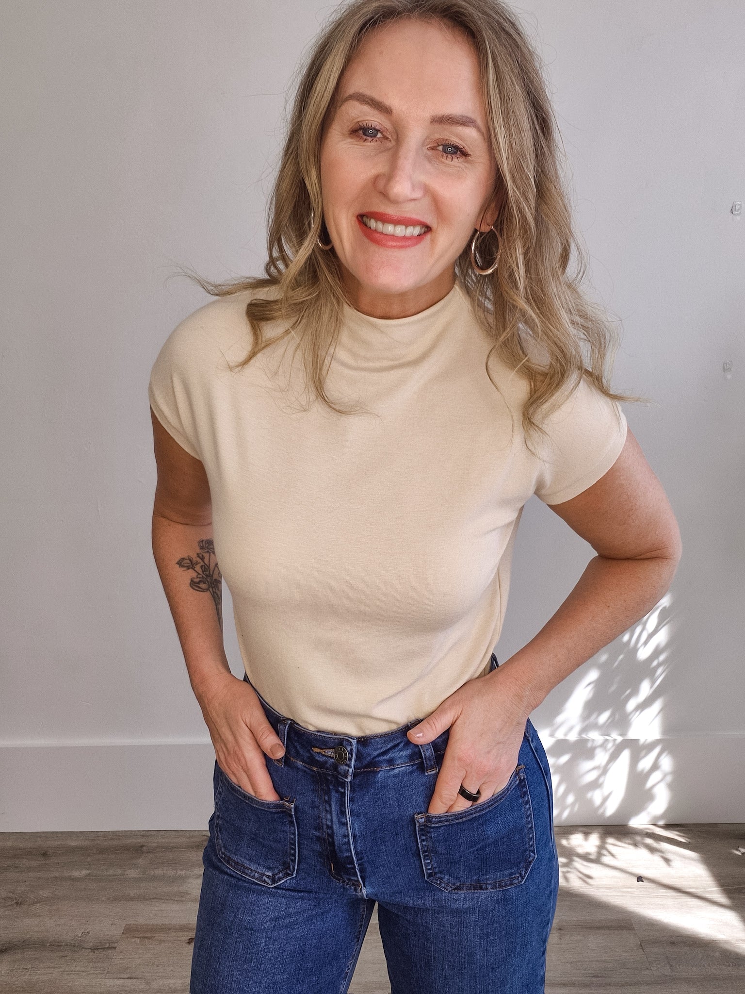 Nicolas Top - Beige-Casual Tops- Hometown Style HTS, women's in store and online boutique located in Ingersoll, Ontario