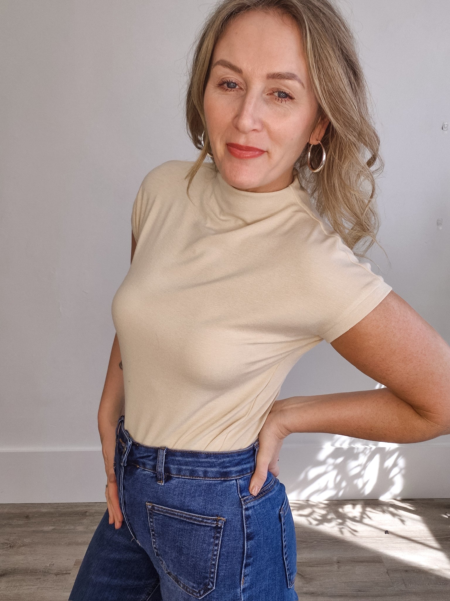 Nicolas Top - Beige-Casual Tops- Hometown Style HTS, women's in store and online boutique located in Ingersoll, Ontario