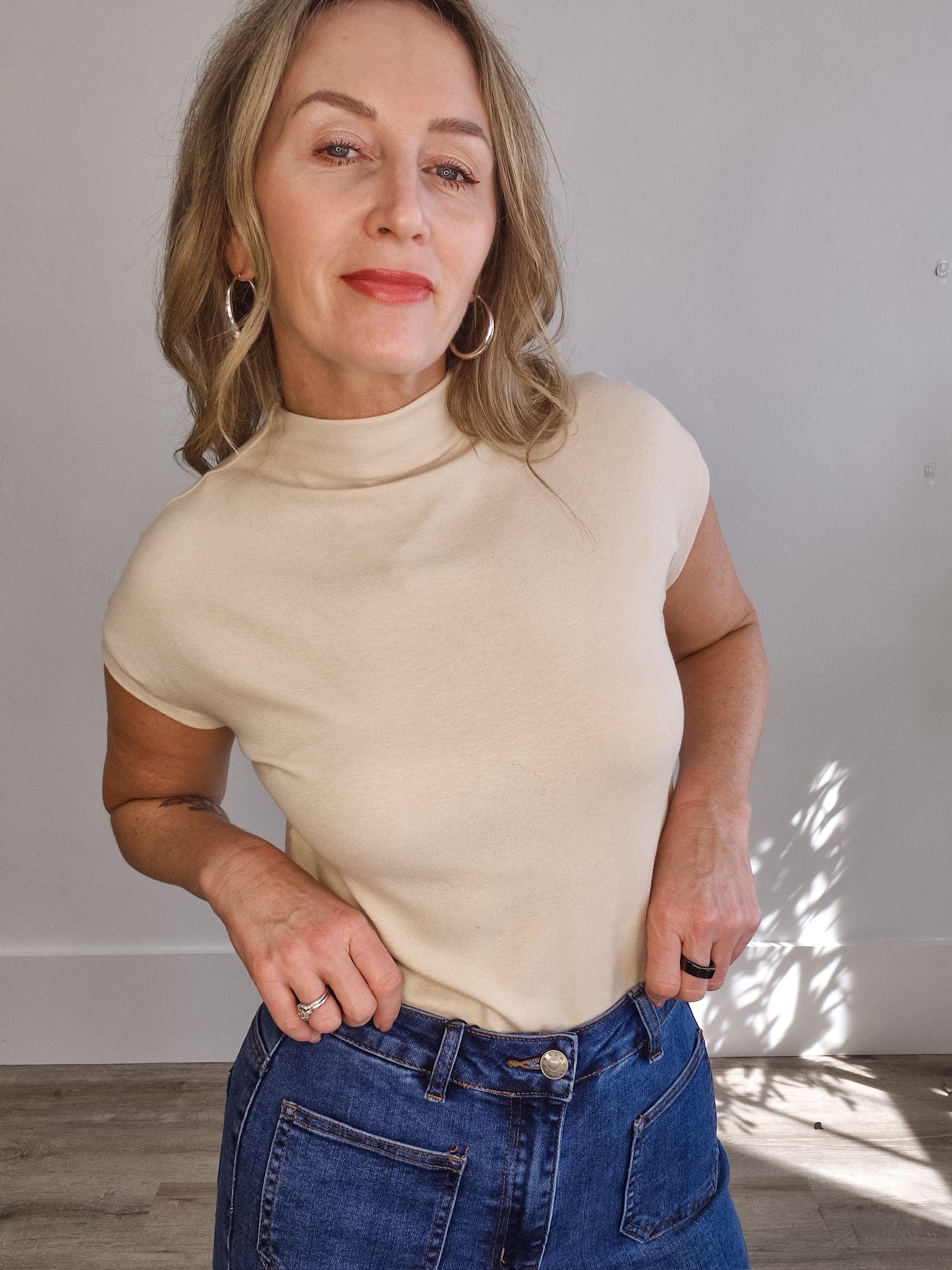 Nicolas Top - Beige-Casual Tops- Hometown Style HTS, women's in store and online boutique located in Ingersoll, Ontario