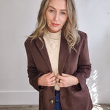 Oversized Longline Blazer - Chocolate Brown-Coat & Jackets- Hometown Style HTS, women's in store and online boutique located in Ingersoll, Ontario