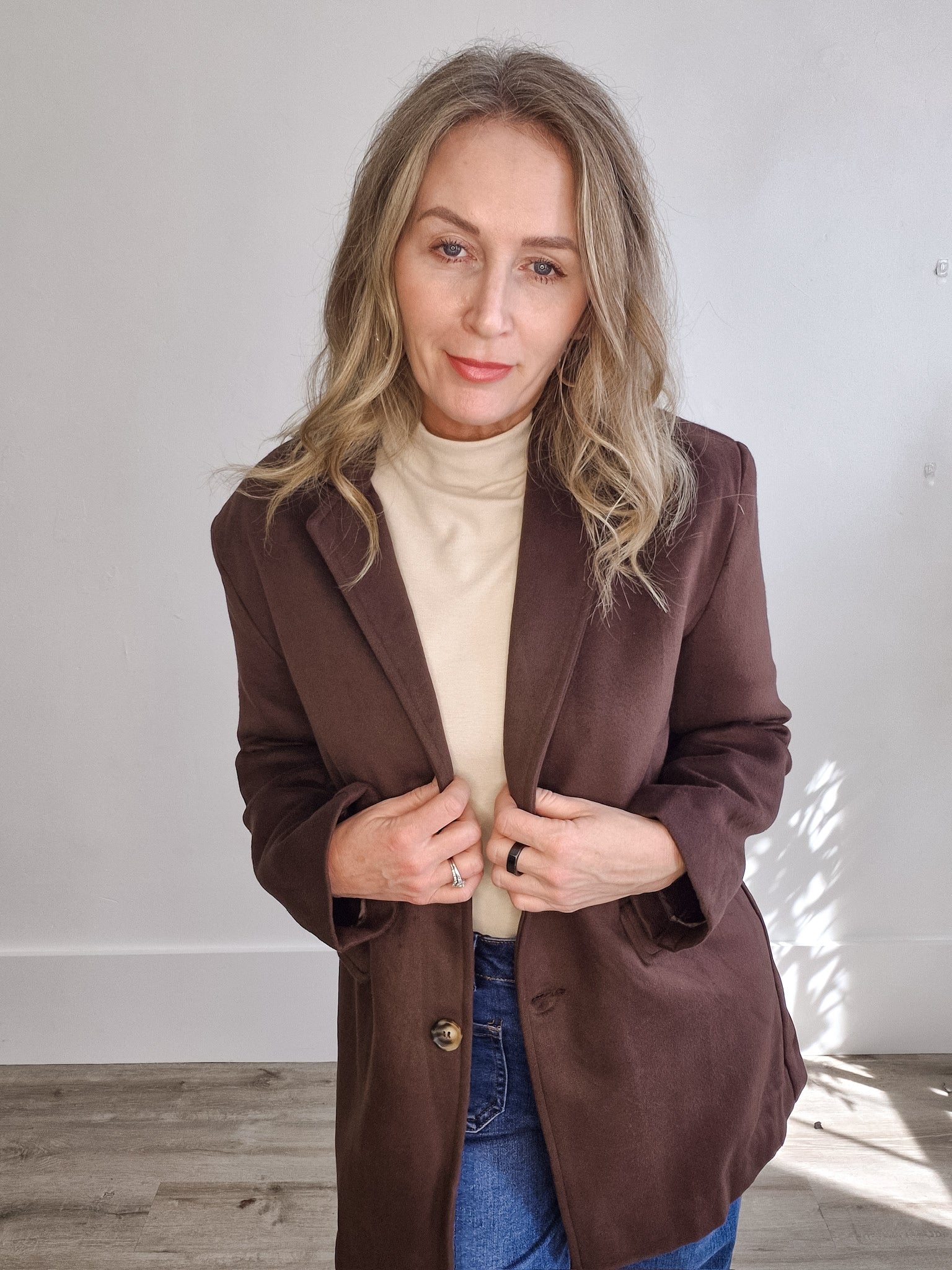 Oversized Longline Blazer - Chocolate Brown-Coat & Jackets- Hometown Style HTS, women's in store and online boutique located in Ingersoll, Ontario