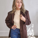 Oversized Longline Blazer - Chocolate Brown-Coat & Jackets- Hometown Style HTS, women's in store and online boutique located in Ingersoll, Ontario
