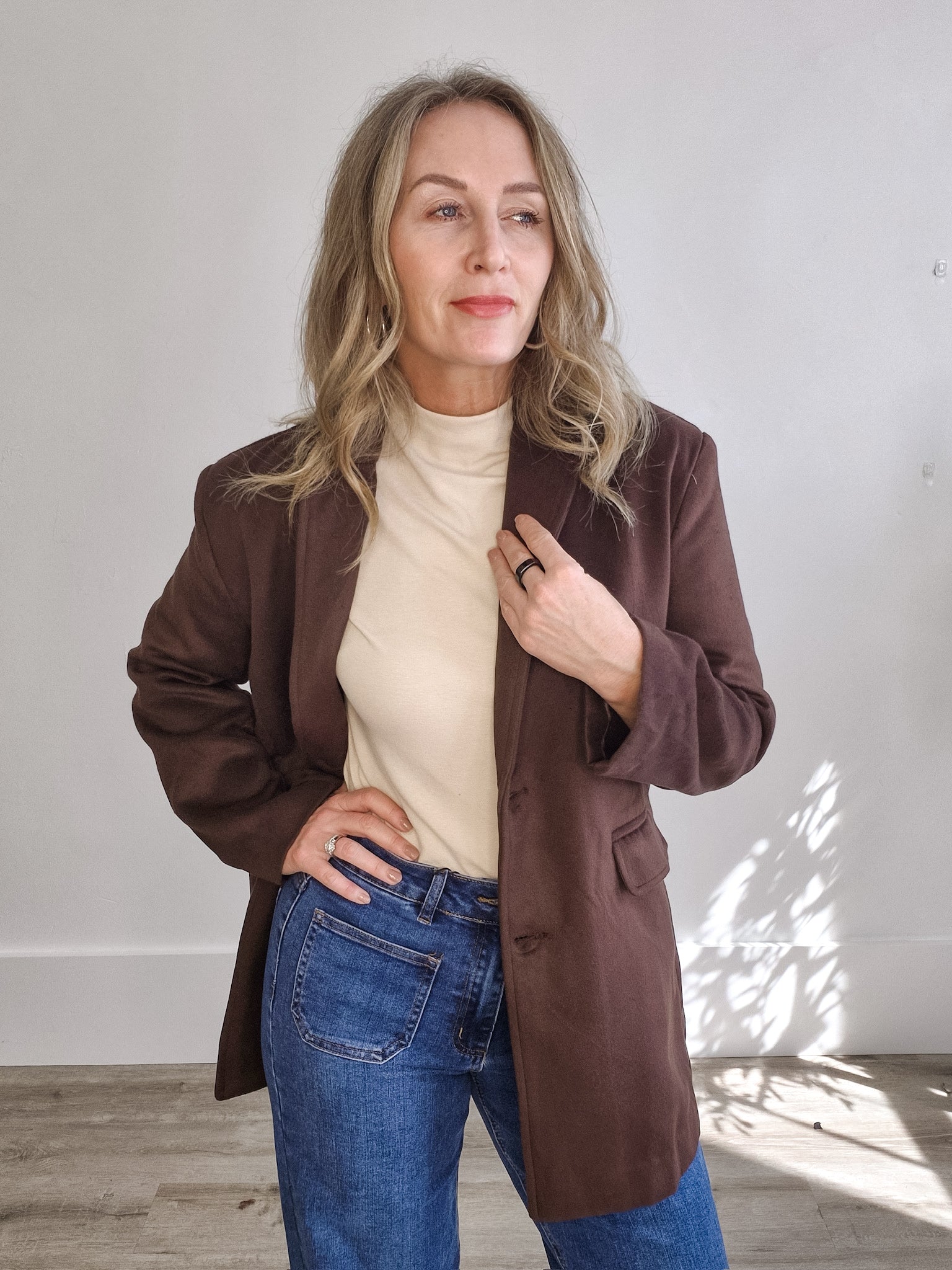 Oversized Longline Blazer - Chocolate Brown-Coat & Jackets- Hometown Style HTS, women's in store and online boutique located in Ingersoll, Ontario