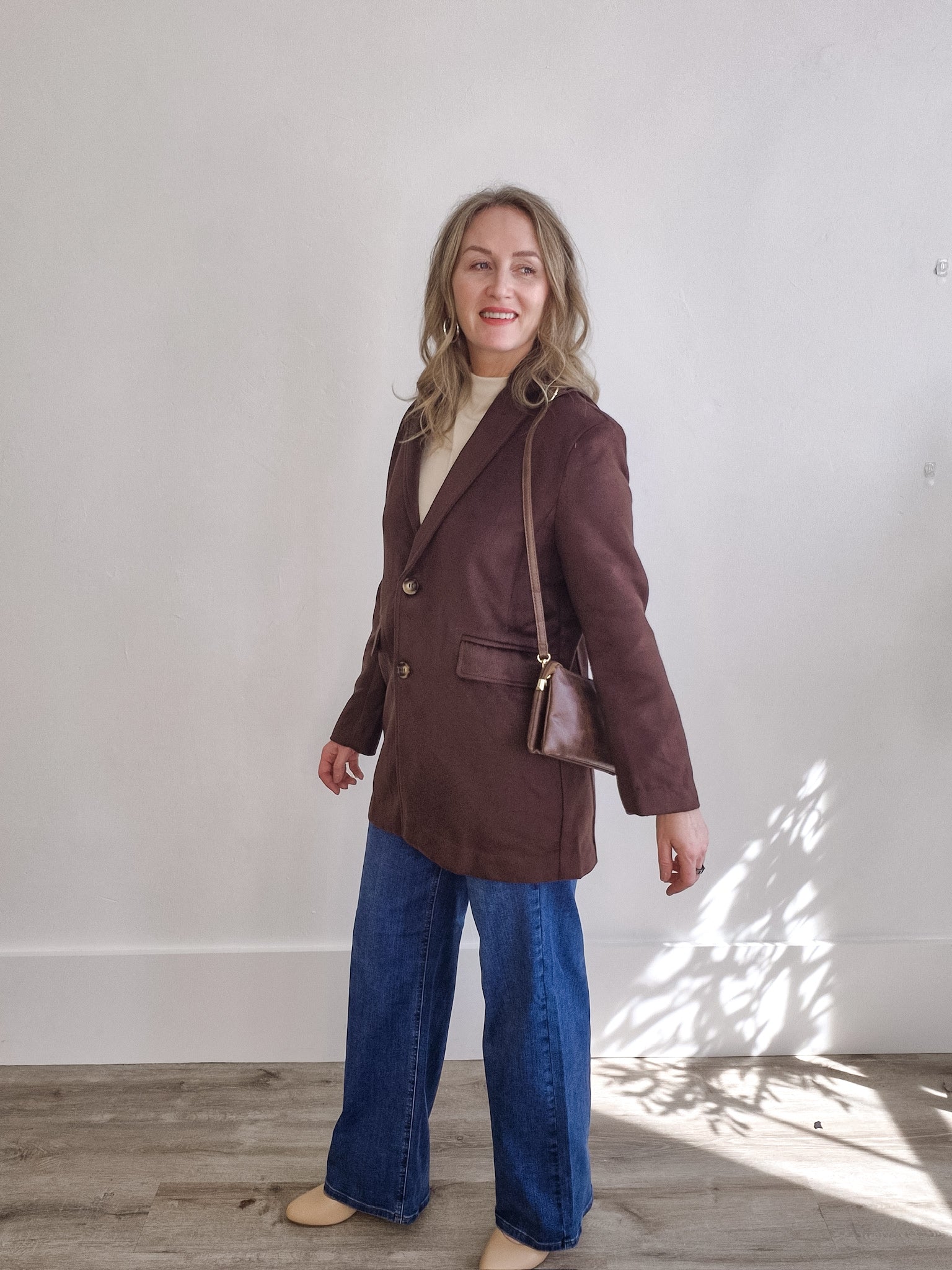 Oversized Longline Blazer - Chocolate Brown-Coat & Jackets- Hometown Style HTS, women's in store and online boutique located in Ingersoll, Ontario