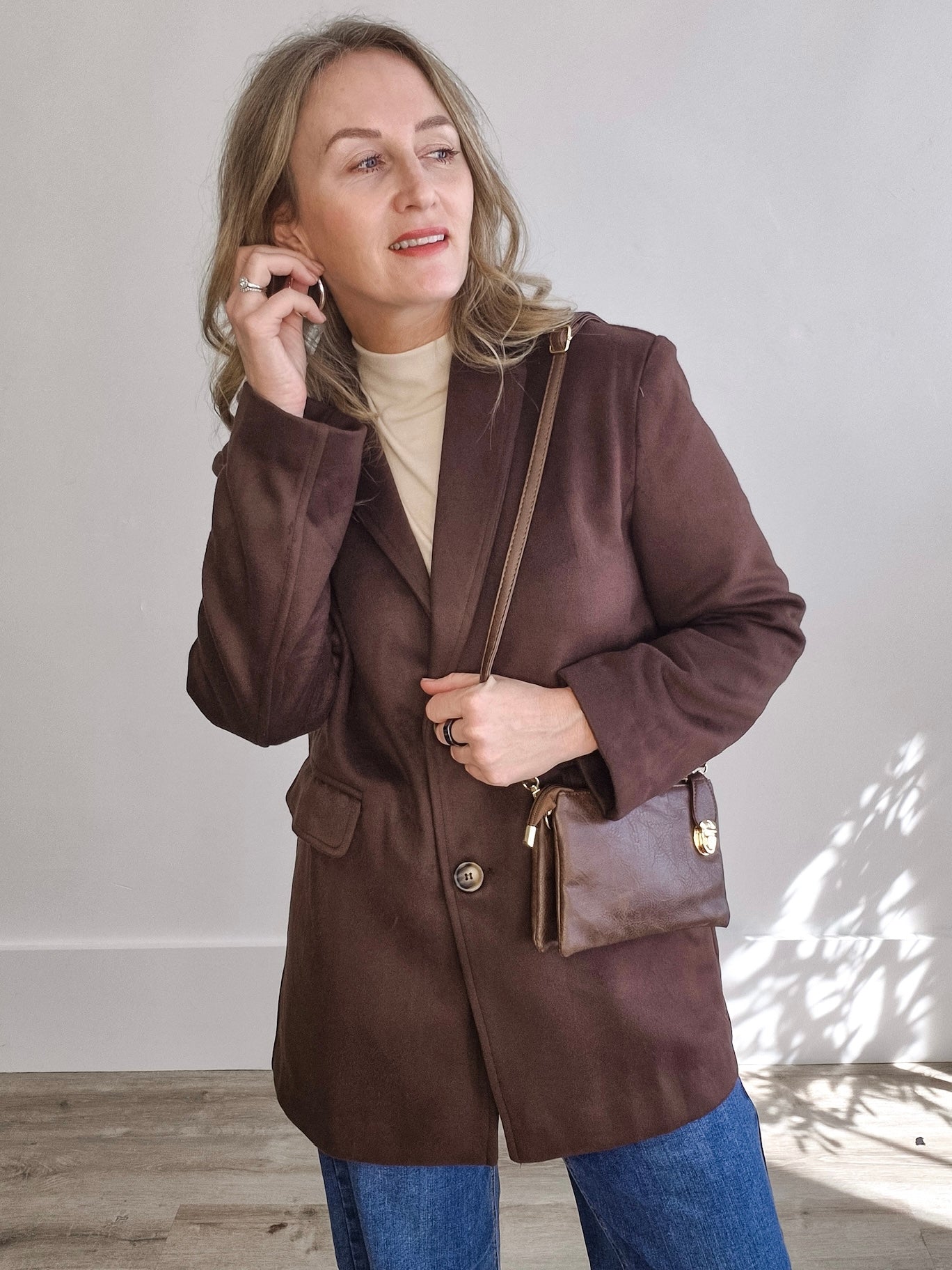 Oversized Longline Blazer - Chocolate Brown-Coat & Jackets- Hometown Style HTS, women's in store and online boutique located in Ingersoll, Ontario