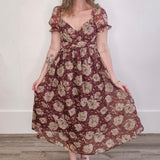 Floral Sweetheart Neckline Dress-Special Occasion Dresses- Hometown Style HTS, women's in store and online boutique located in Ingersoll, Ontario