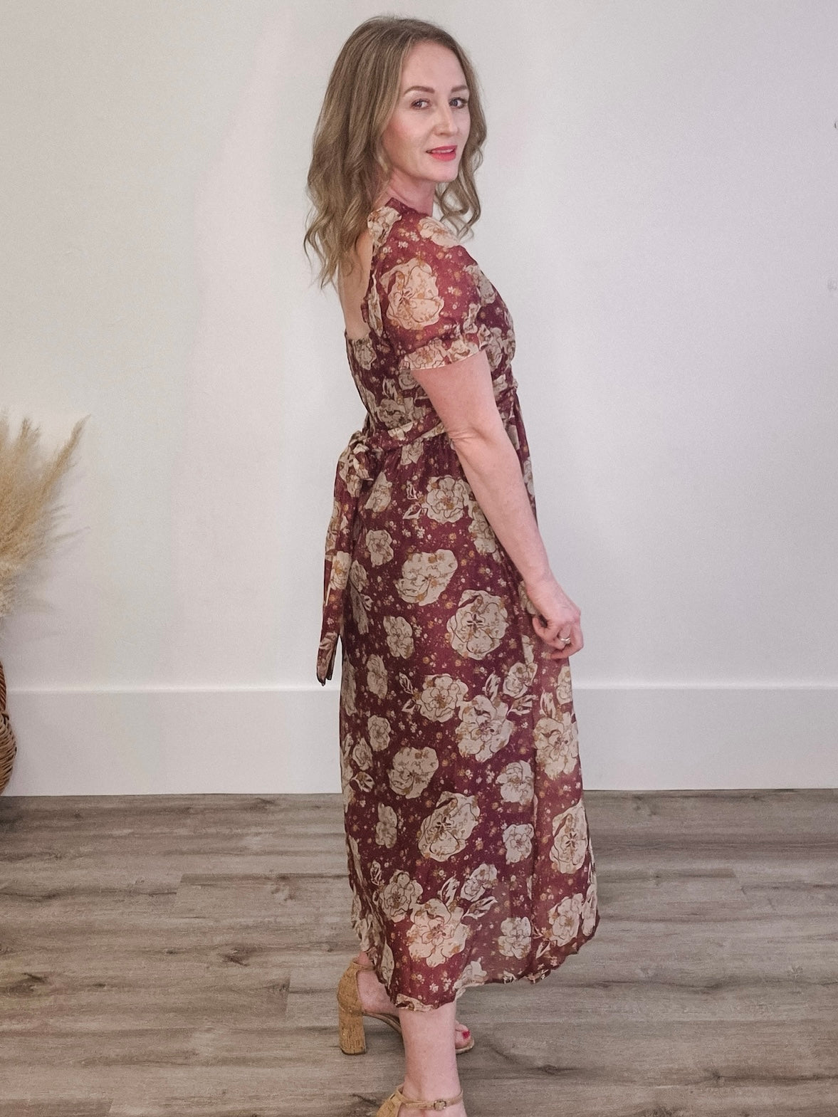 Floral Sweetheart Neckline Dress-Special Occasion Dresses- Hometown Style HTS, women's in store and online boutique located in Ingersoll, Ontario