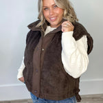 Cozy Sherpa Vest - Brown-vest- Hometown Style HTS, women's in store and online boutique located in Ingersoll, Ontario