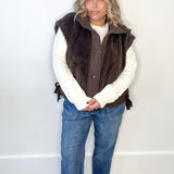 Cozy Sherpa Vest - Brown-vest- Hometown Style HTS, women's in store and online boutique located in Ingersoll, Ontario