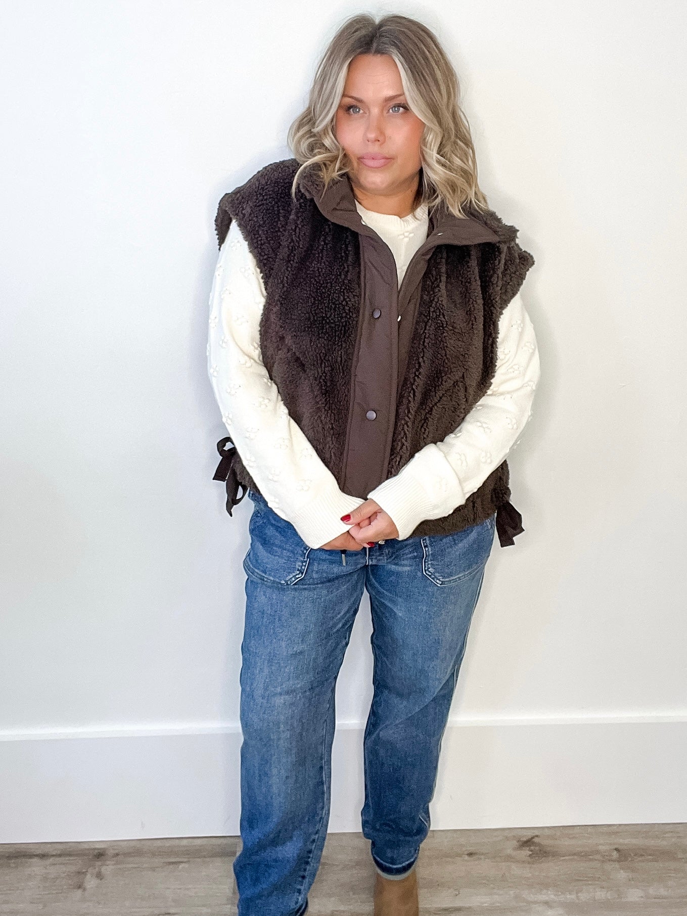 Cozy Sherpa Vest - Brown-vest- Hometown Style HTS, women's in store and online boutique located in Ingersoll, Ontario