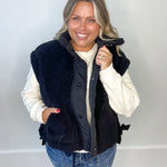 Cozy Sherpa Vest - Black-vest- Hometown Style HTS, women's in store and online boutique located in Ingersoll, Ontario