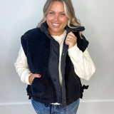 Cozy Sherpa Vest - Black-vest- Hometown Style HTS, women's in store and online boutique located in Ingersoll, Ontario