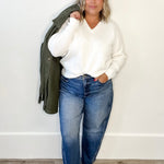 Niel V Neck Pullover - Chalk-Sweater- Hometown Style HTS, women's in store and online boutique located in Ingersoll, Ontario