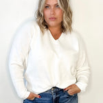 Niel V Neck Pullover - Chalk-Sweater- Hometown Style HTS, women's in store and online boutique located in Ingersoll, Ontario