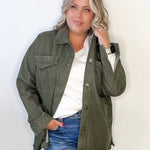 Barn Jacket/Utility Jacket - Olive-Coat & Jackets- Hometown Style HTS, women's in store and online boutique located in Ingersoll, Ontario