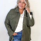 Barn Jacket/Utility Jacket - Olive-Coat & Jackets- Hometown Style HTS, women's in store and online boutique located in Ingersoll, Ontario