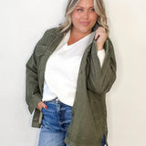 Barn Jacket/Utility Jacket - Olive-Coat & Jackets- Hometown Style HTS, women's in store and online boutique located in Ingersoll, Ontario