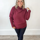 Slouch Neck, Dolman Sleeve Sweater - Wine-sweater- Hometown Style HTS, women's in store and online boutique located in Ingersoll, Ontario