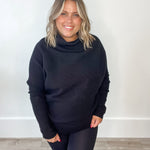 Slouch Neck, Dolman Sleeve Sweater - Black-Sweater- Hometown Style HTS, women's in store and online boutique located in Ingersoll, Ontario