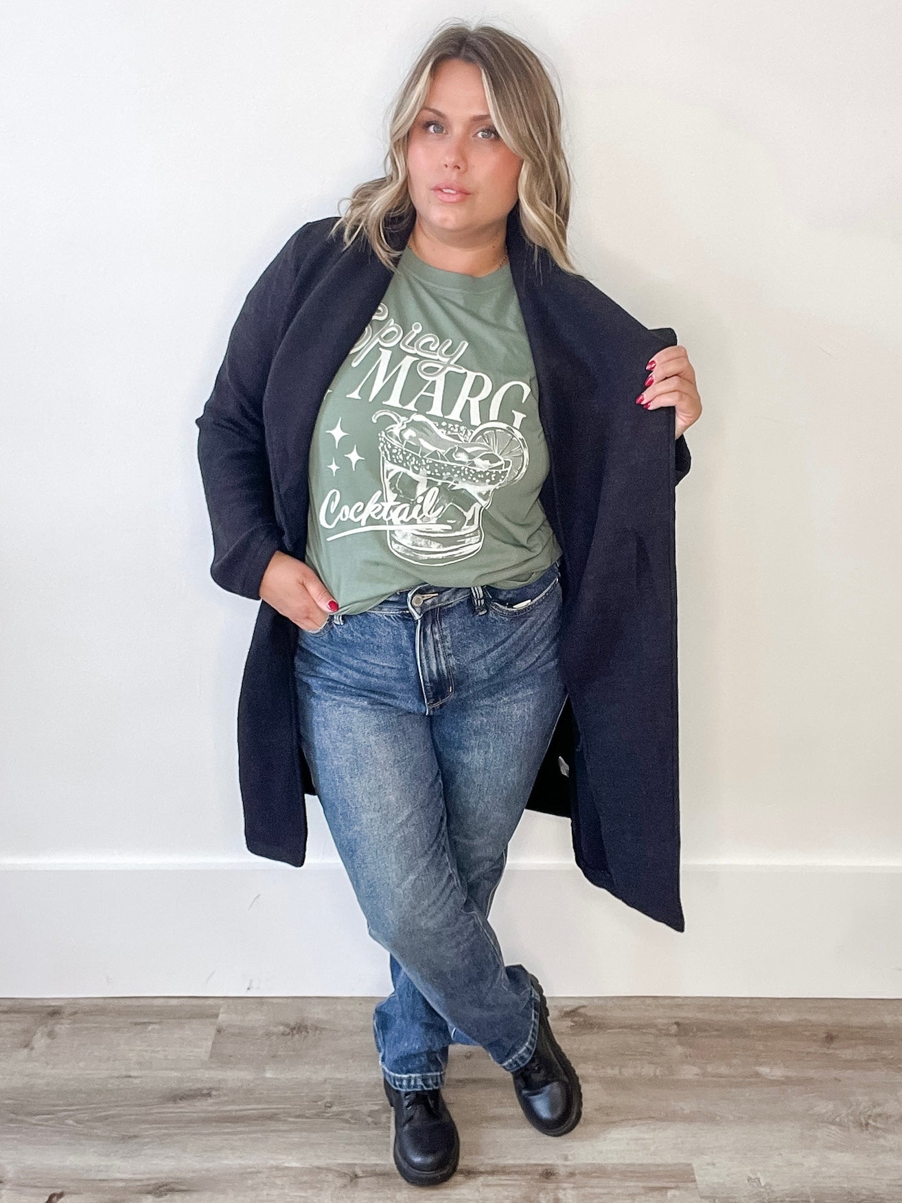 Spicy Marg Boyfriend Tee- Sage-Casual Tops- Hometown Style HTS, women's in store and online boutique located in Ingersoll, Ontario