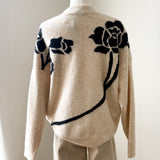 BYOMEA FLOWER JUMPER 4 -Birch/Sapphire-Sweaters and Cardigans- Hometown Style HTS, women's in store and online boutique located in Ingersoll, Ontario