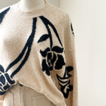BYOMEA FLOWER JUMPER 4 -Birch/Sapphire-Sweaters and Cardigans- Hometown Style HTS, women's in store and online boutique located in Ingersoll, Ontario