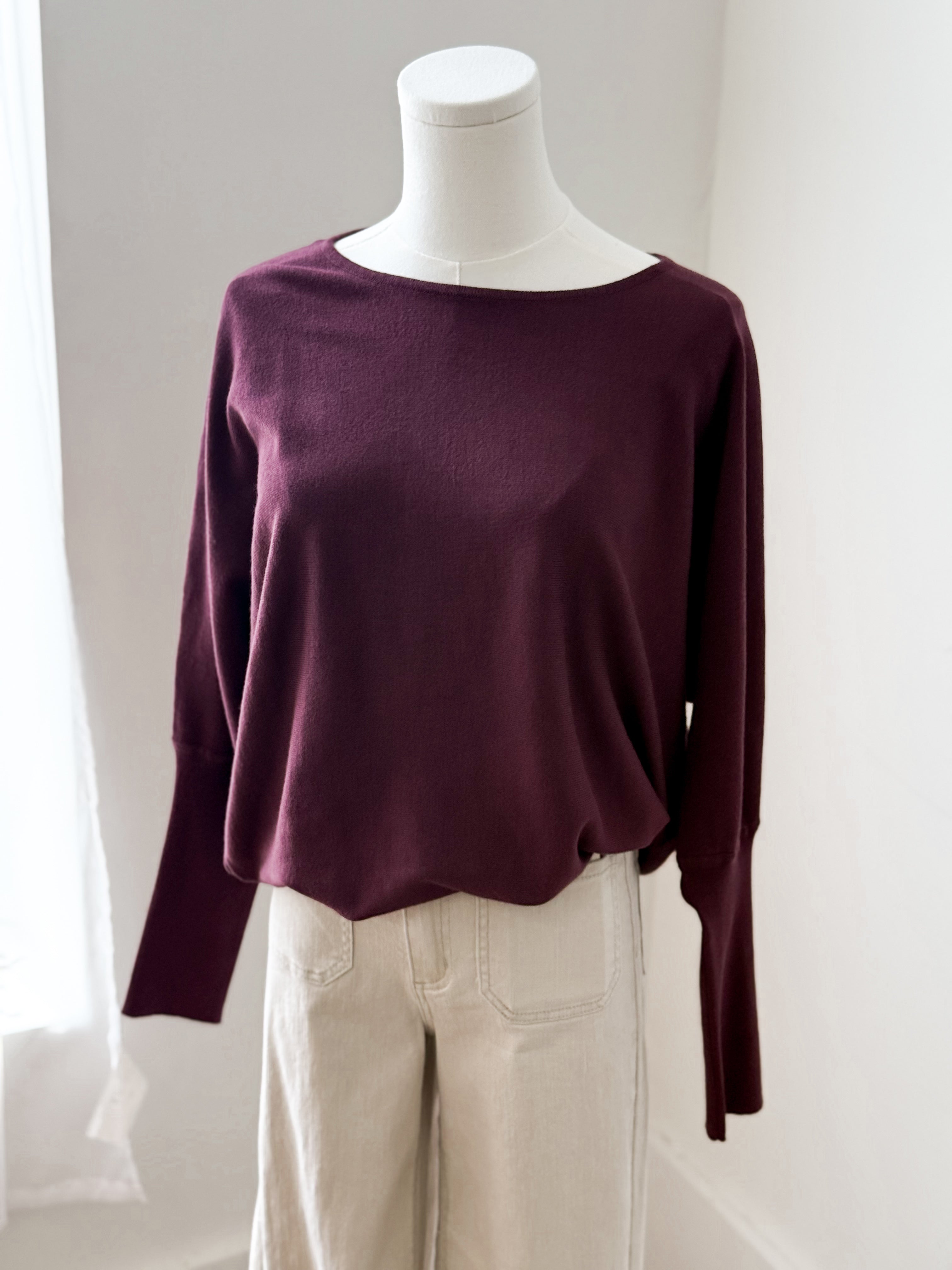 BYMMORLA BAT JUMPER - Fig-Casual Tops- Hometown Style HTS, women's in store and online boutique located in Ingersoll, Ontario
