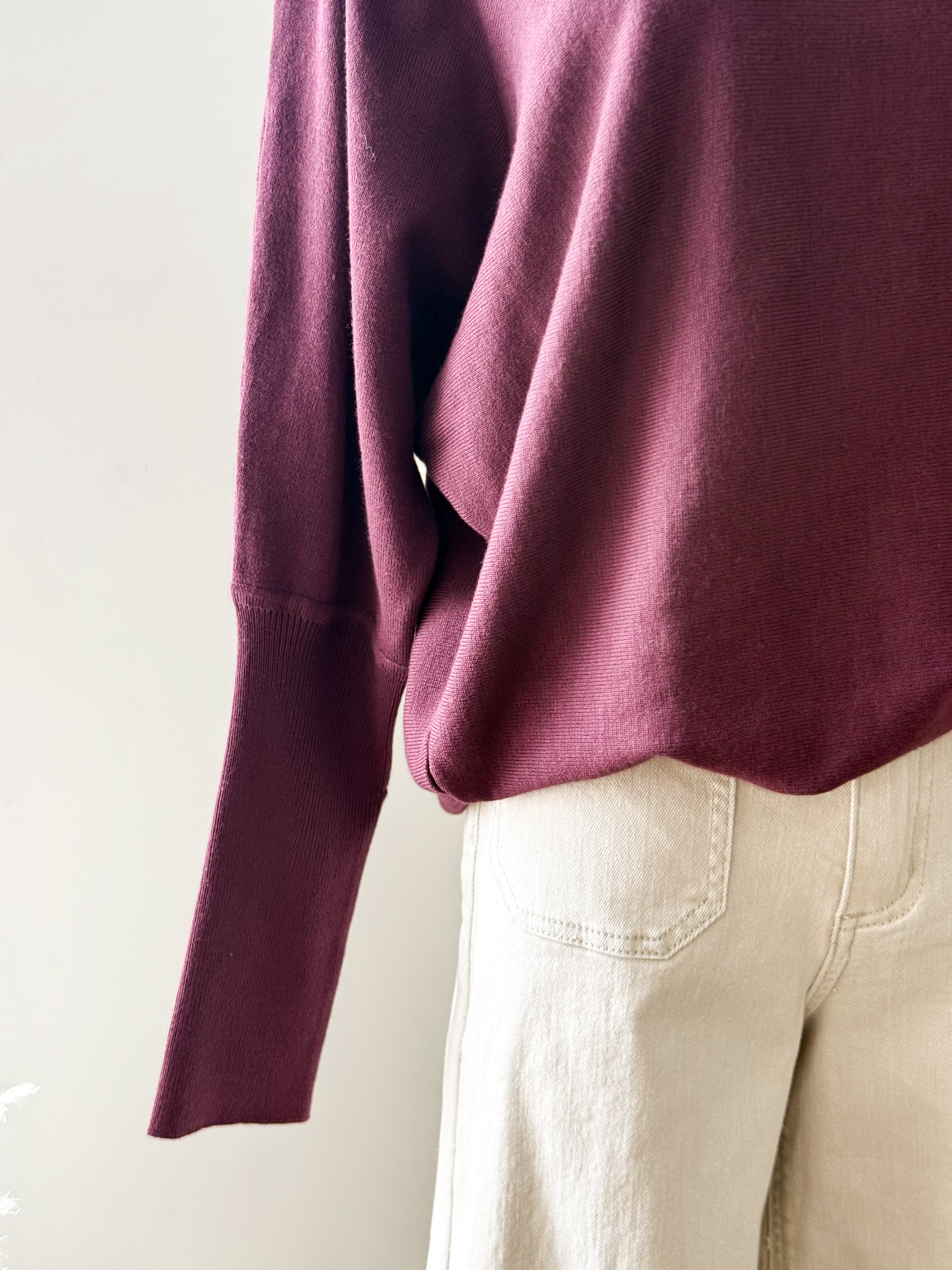BYMMORLA BAT JUMPER - Fig-Casual Tops- Hometown Style HTS, women's in store and online boutique located in Ingersoll, Ontario