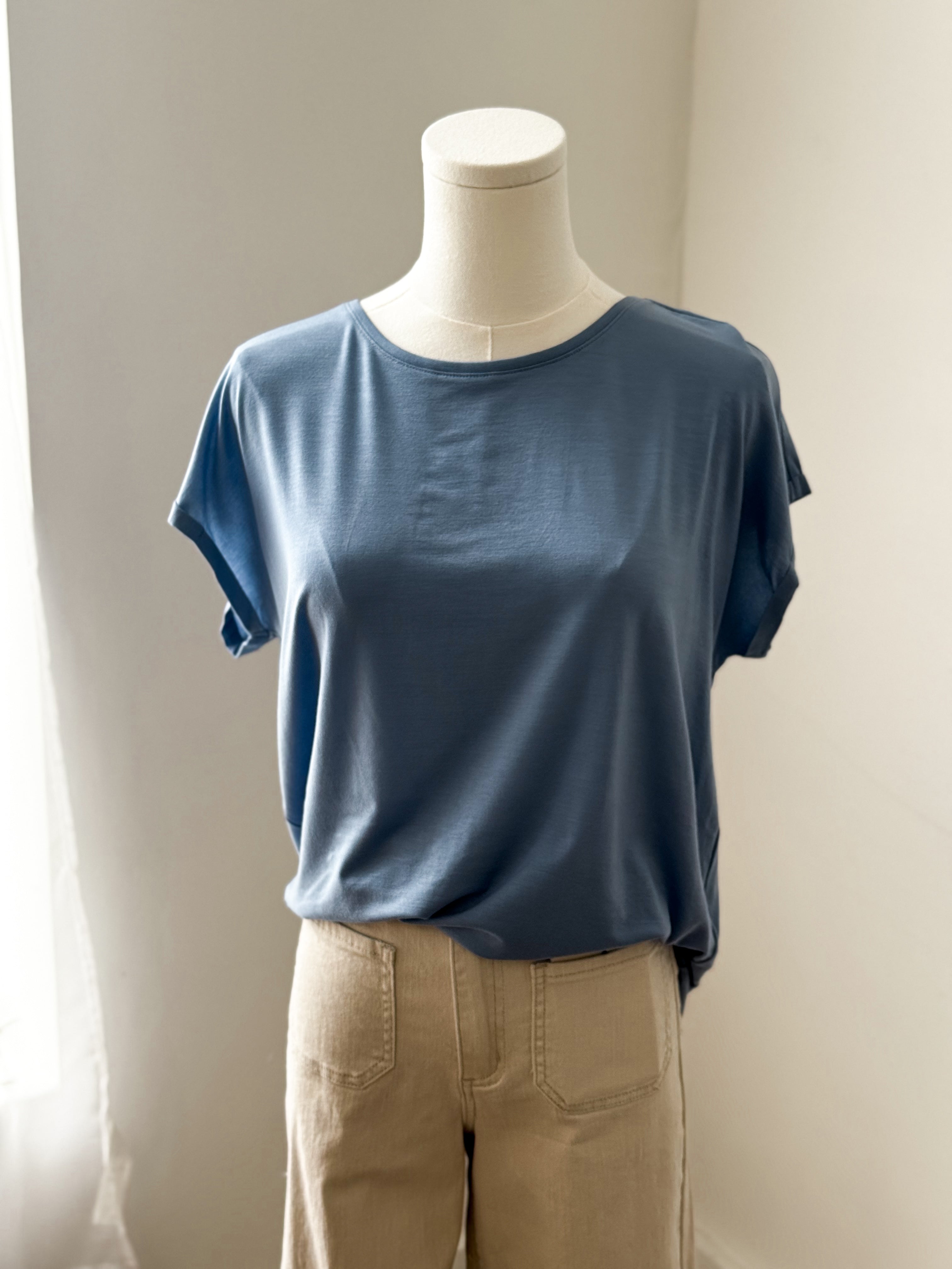 VMAVA PLAIN SS TOP JRS - Periwinkle-Casual Tops- Hometown Style HTS, women's in store and online boutique located in Ingersoll, Ontario
