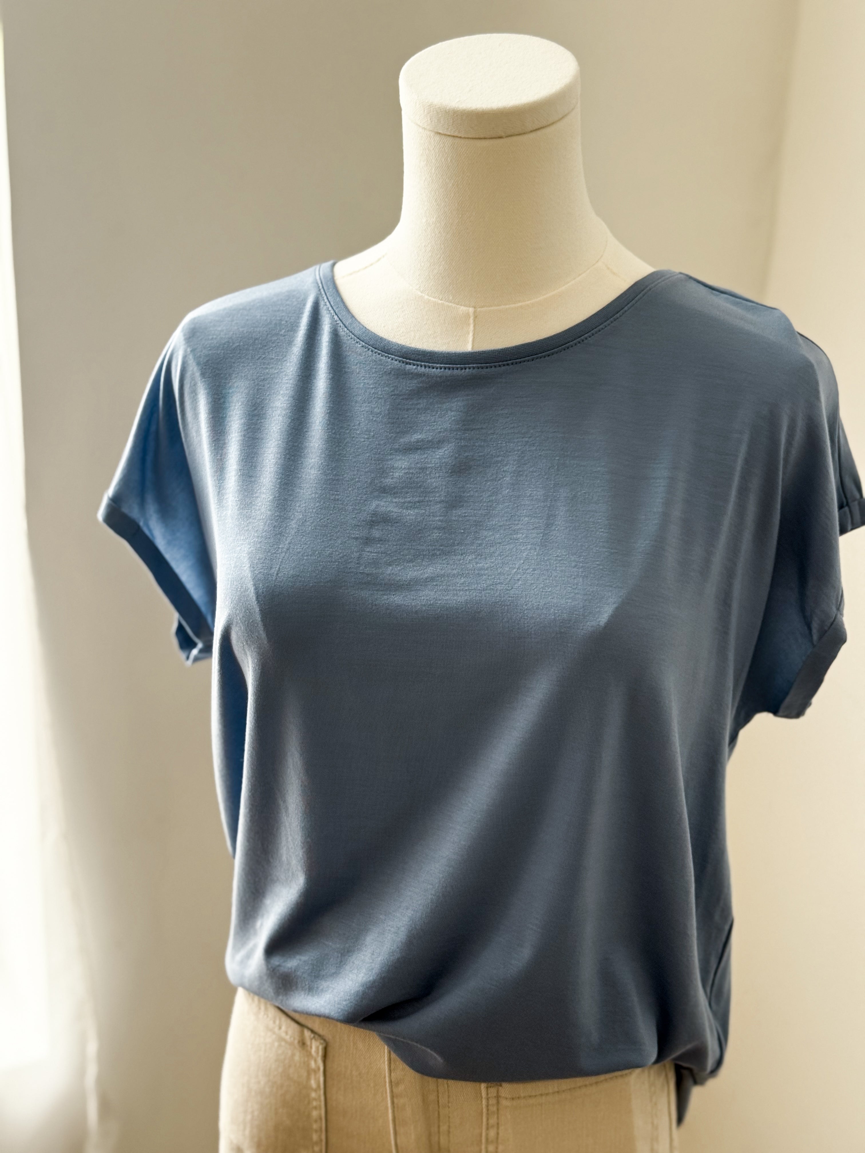 VMAVA PLAIN SS TOP JRS - Periwinkle-Casual Tops- Hometown Style HTS, women's in store and online boutique located in Ingersoll, Ontario