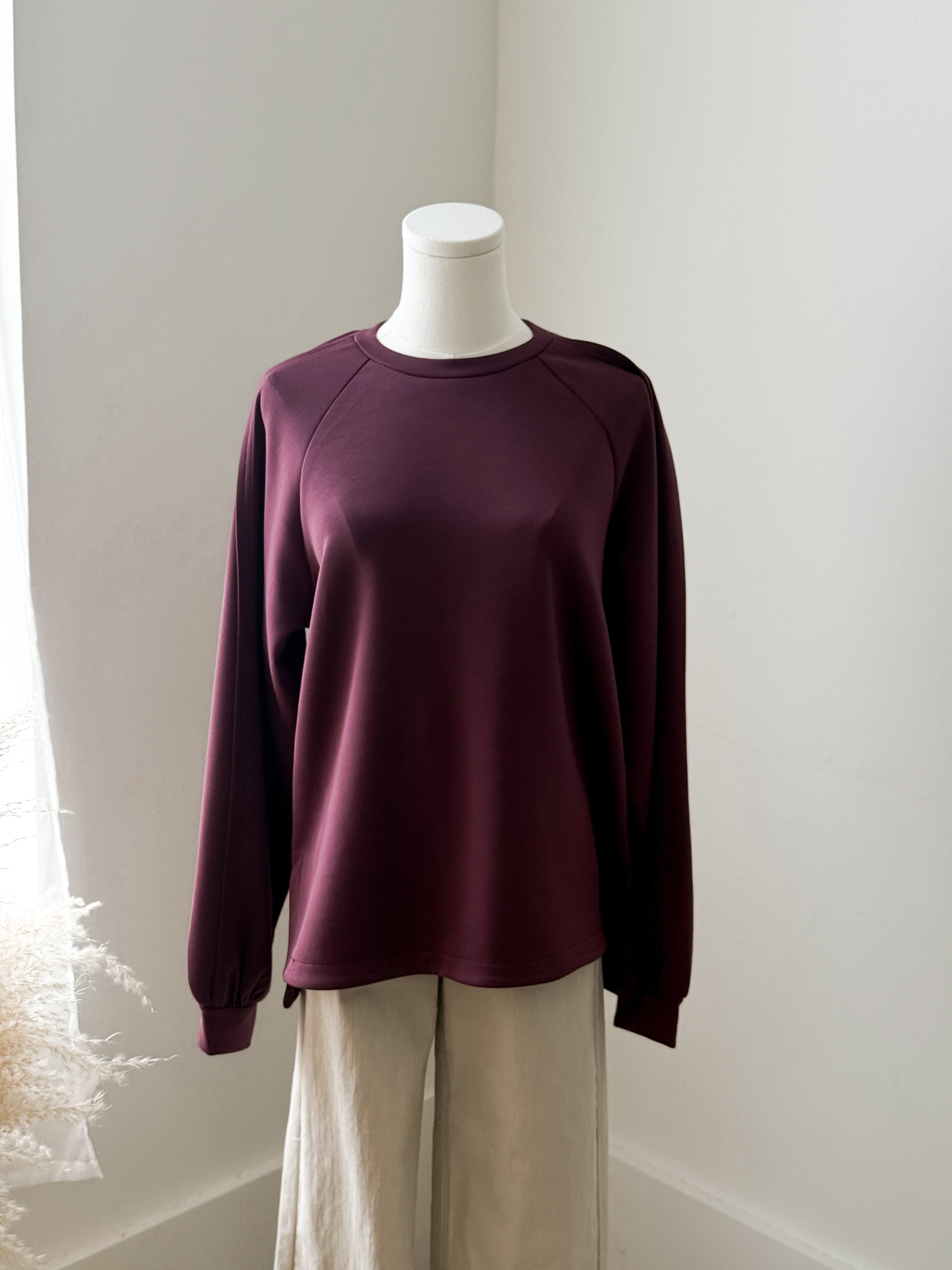 BYPUSTI SLIT SWEATSHIRT 2 - Fig-Casual Tops- Hometown Style HTS, women's in store and online boutique located in Ingersoll, Ontario