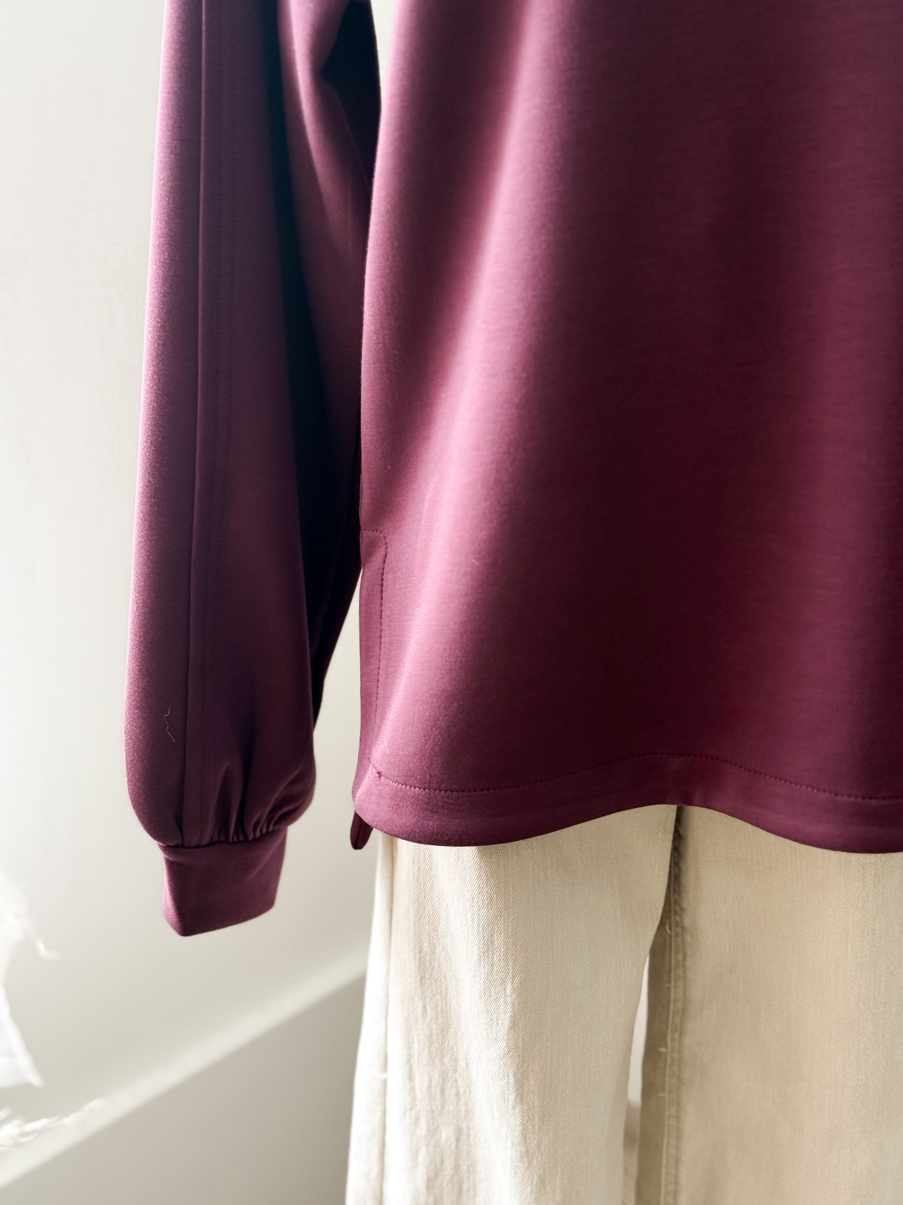 BYPUSTI SLIT SWEATSHIRT 2 - Fig-Casual Tops- Hometown Style HTS, women's in store and online boutique located in Ingersoll, Ontario