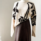 BYOMEA FLOWER JUMPER 4 - Birch/Java-Sweaters and Cardigans- Hometown Style HTS, women's in store and online boutique located in Ingersoll, Ontario