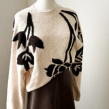 BYOMEA FLOWER JUMPER 4 - Birch/Java-Sweaters and Cardigans- Hometown Style HTS, women's in store and online boutique located in Ingersoll, Ontario
