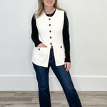 Sweater Button Down Vest - Cream-vest- Hometown Style HTS, women's in store and online boutique located in Ingersoll, Ontario