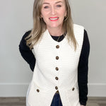 Sweater Button Down Vest - Cream-vest- Hometown Style HTS, women's in store and online boutique located in Ingersoll, Ontario