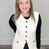 Sweater Button Down Vest - Cream-vest- Hometown Style HTS, women's in store and online boutique located in Ingersoll, Ontario